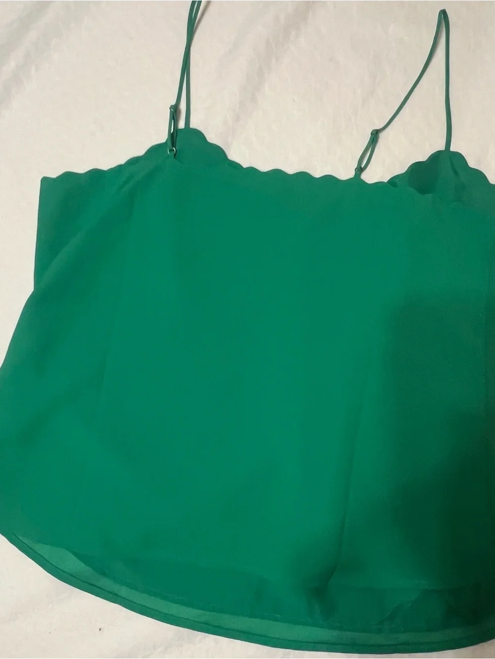 Women’s J.Crew Green Scalloped V-Neck Satin Cami size 14
